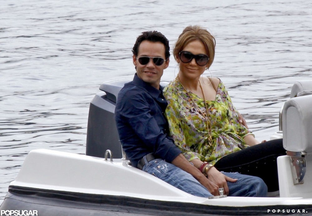 Jennifer Lopez and Marc Anthony cuddled up in the back of a boat during a November 2010 trip to Nice.