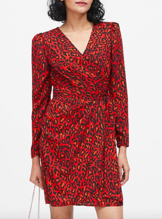 Print Puff-Sleeve Wrap Dress