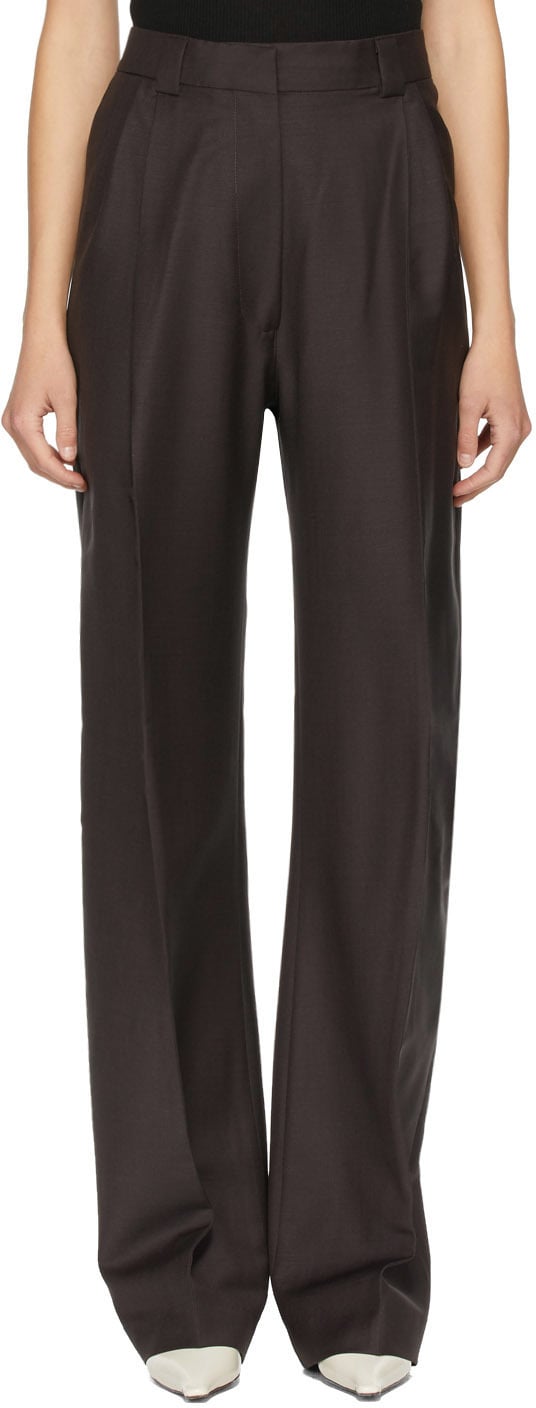 Eftychia Brown Basic Centre Seam Trousers