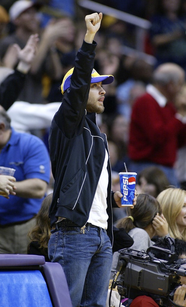 Tobey Maguire couldn't stay in his seat during an LA Lakers game in November 2003.