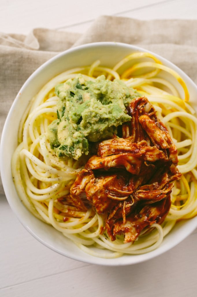 BBQ Shredded Chicken and Squash Noodles