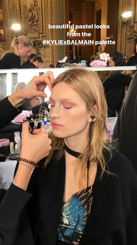 A Model Backstage at Balmain's Spring 2020 Show