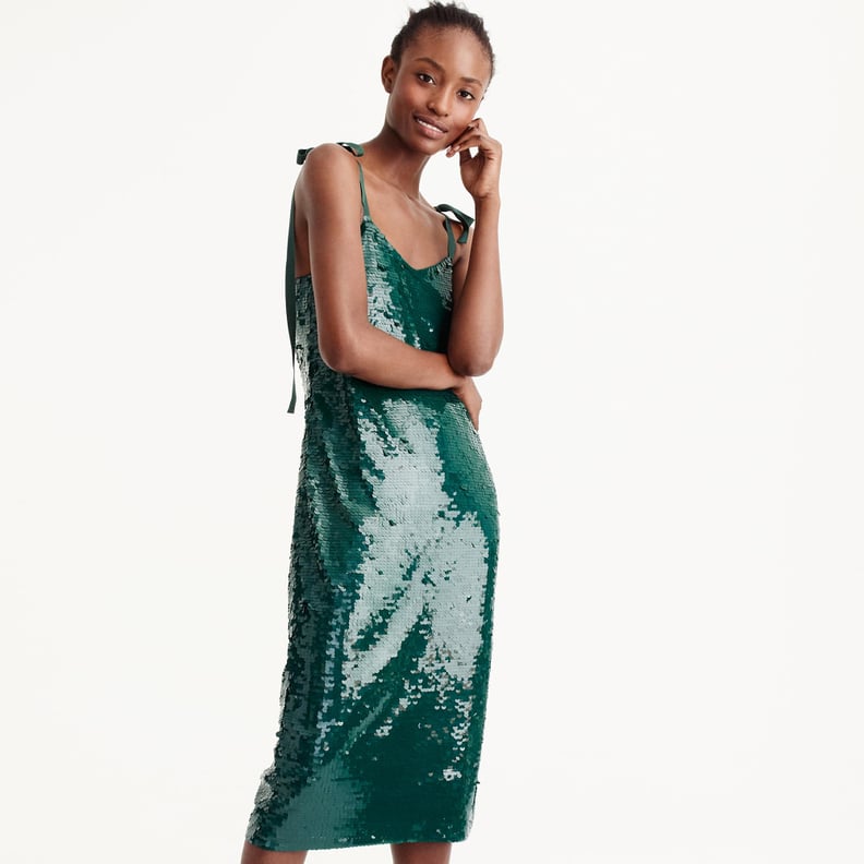 J.Crew Collection Tie-Shoulder Sequin Dress