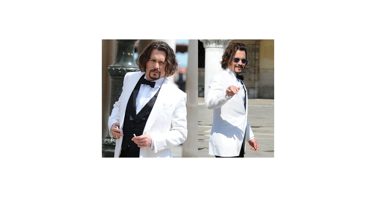 Pictures of Johnny Depp Filming The Tourist in a White Tuxedo