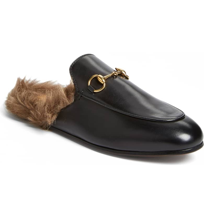 gucci princetown genuine shearling loafer mule