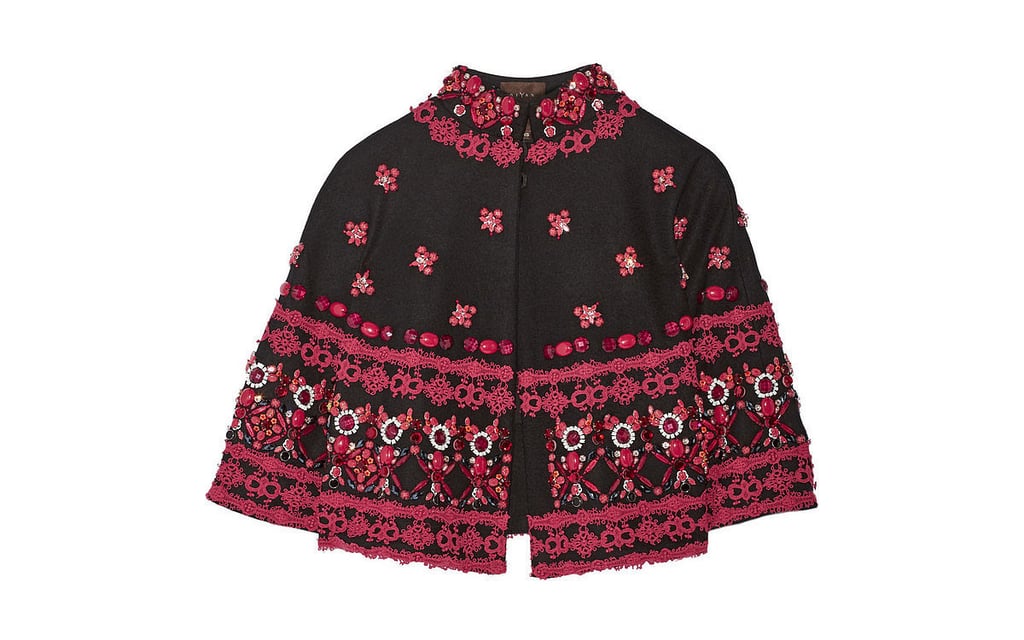 Biyan Cella Embellished Lace-Appliquéd Wool-Blend Cape ($963, originally $1,925)