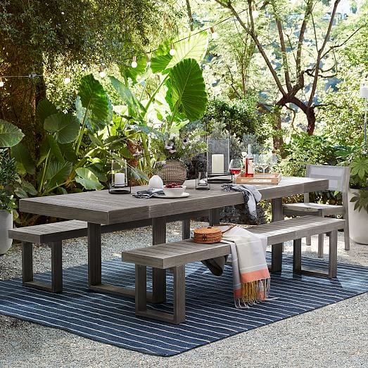Portside Outdoor Expandable Dining Table and Bench Set