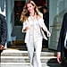 Gisele Bundchen Wearing a White Suit