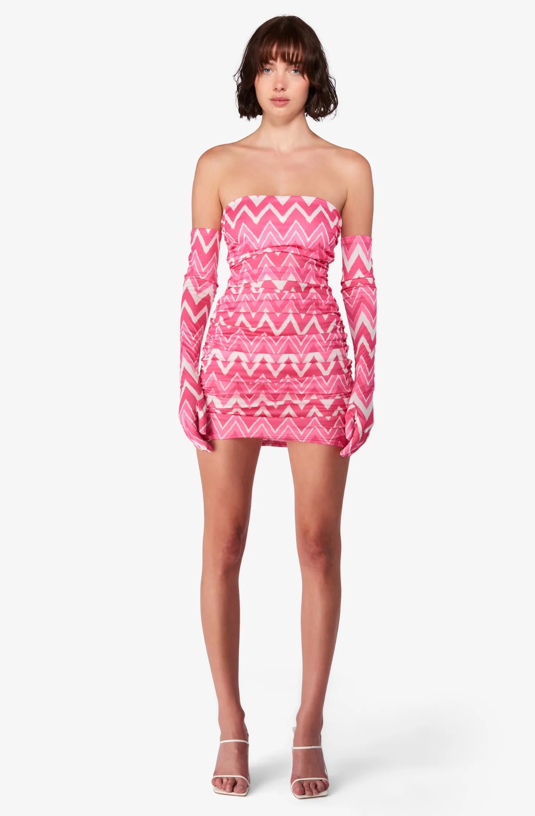 Affordable Christmas Party Dresses Miscreants Pink Aztec Ruched