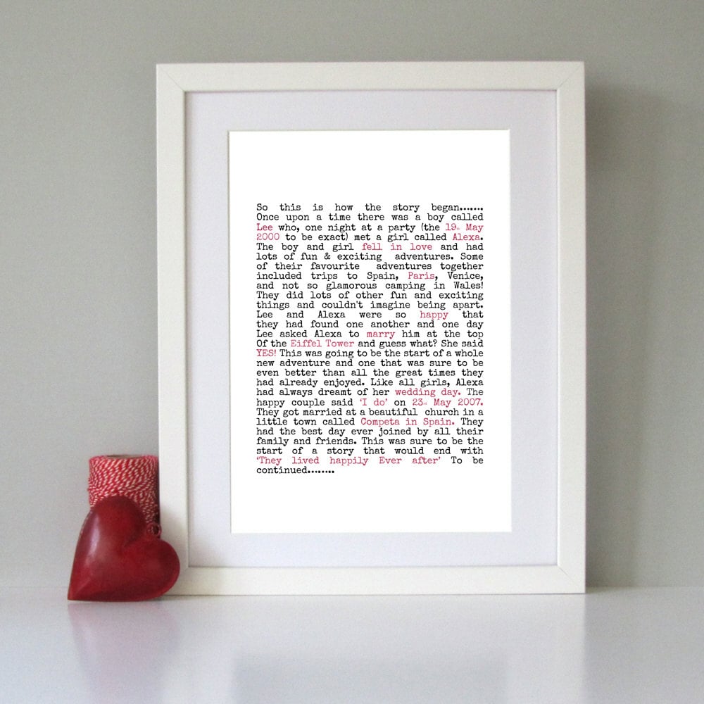 Personalized love story ($39)