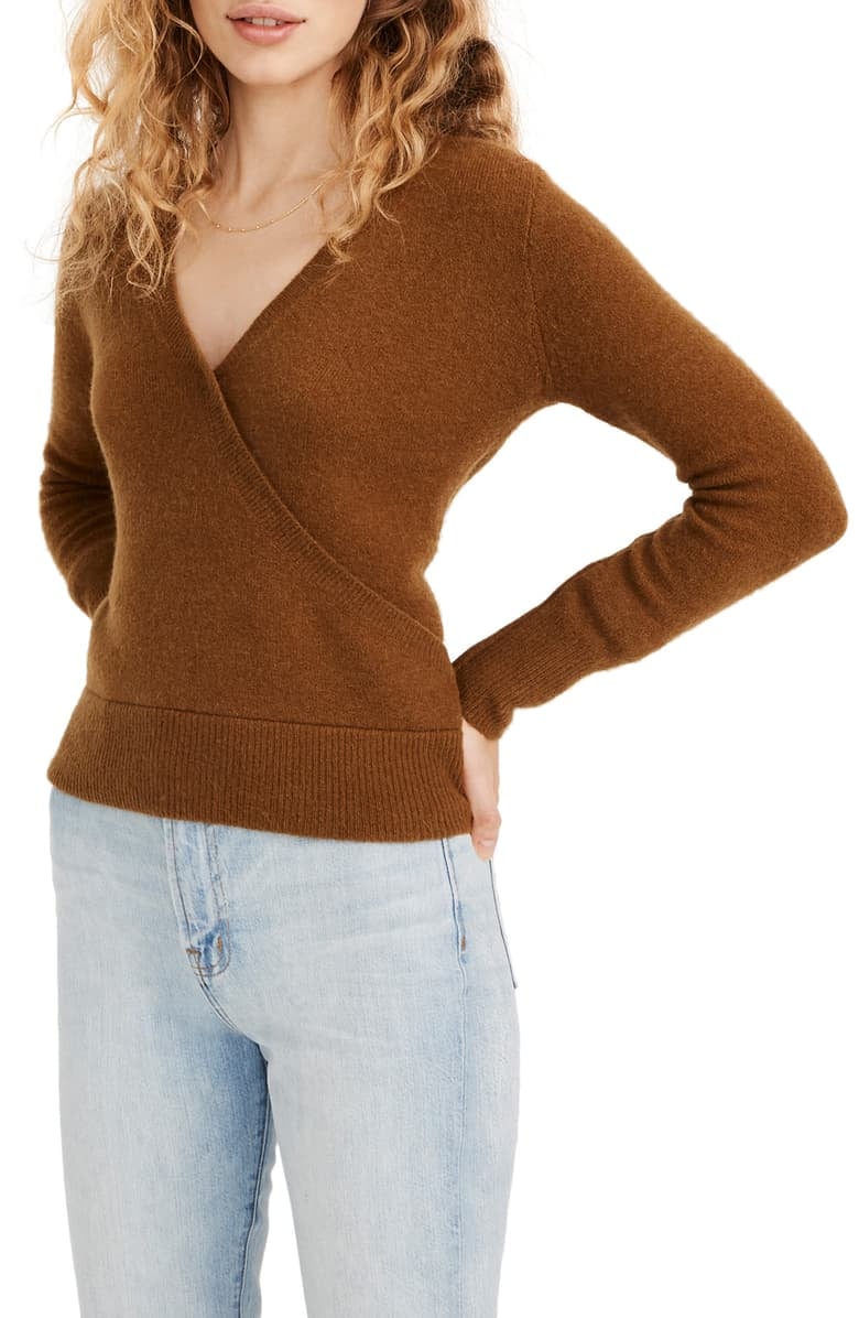 Madewell faux clearance wrap pullover sweater