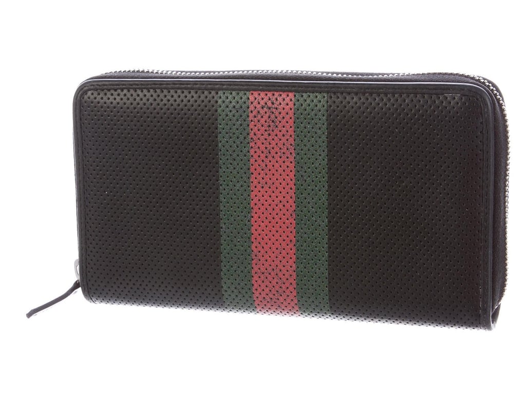 Gucci Leather Web Zip Wallet