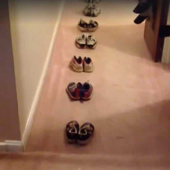 Lineup of Shoes Down the Aisle Wedding Tradition