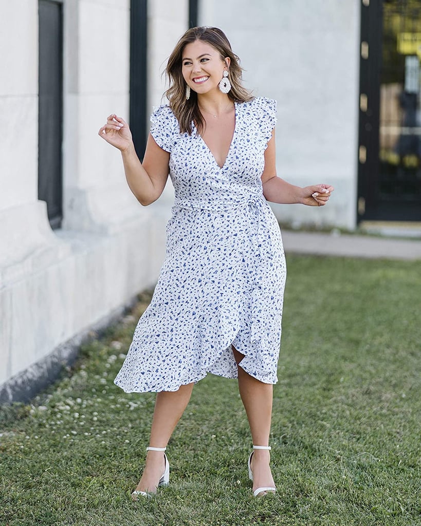 A Flattering Wrap Dress Amazon Fashion The Drop July 2020 Caralyn Mirand Koch Popsugar 