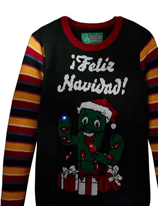 Light-Up Feliz Navidad Cactus Pullover