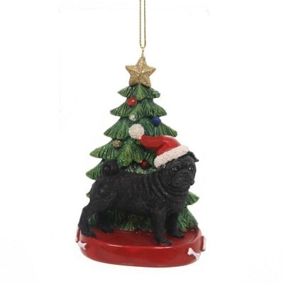 Kurt Adler Dog with Christmas Tree Ornament