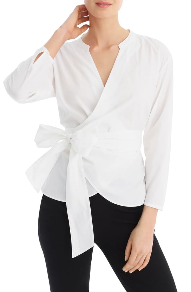 J.Crew Stretch Cotton Poplin Wrap Top