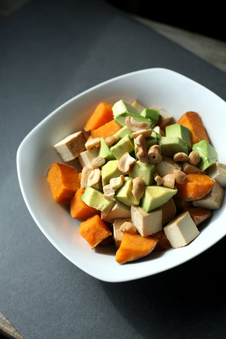 Sweet Potato, Tofu, Avocado, and Cashew Breakfast Bowl