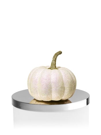 Glittery White Pumpkin Candle Magnet
