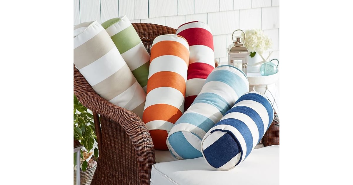 Stripe Indoor/Outdoor Bolster Pillow (30) Outdoor Throw Pillows For