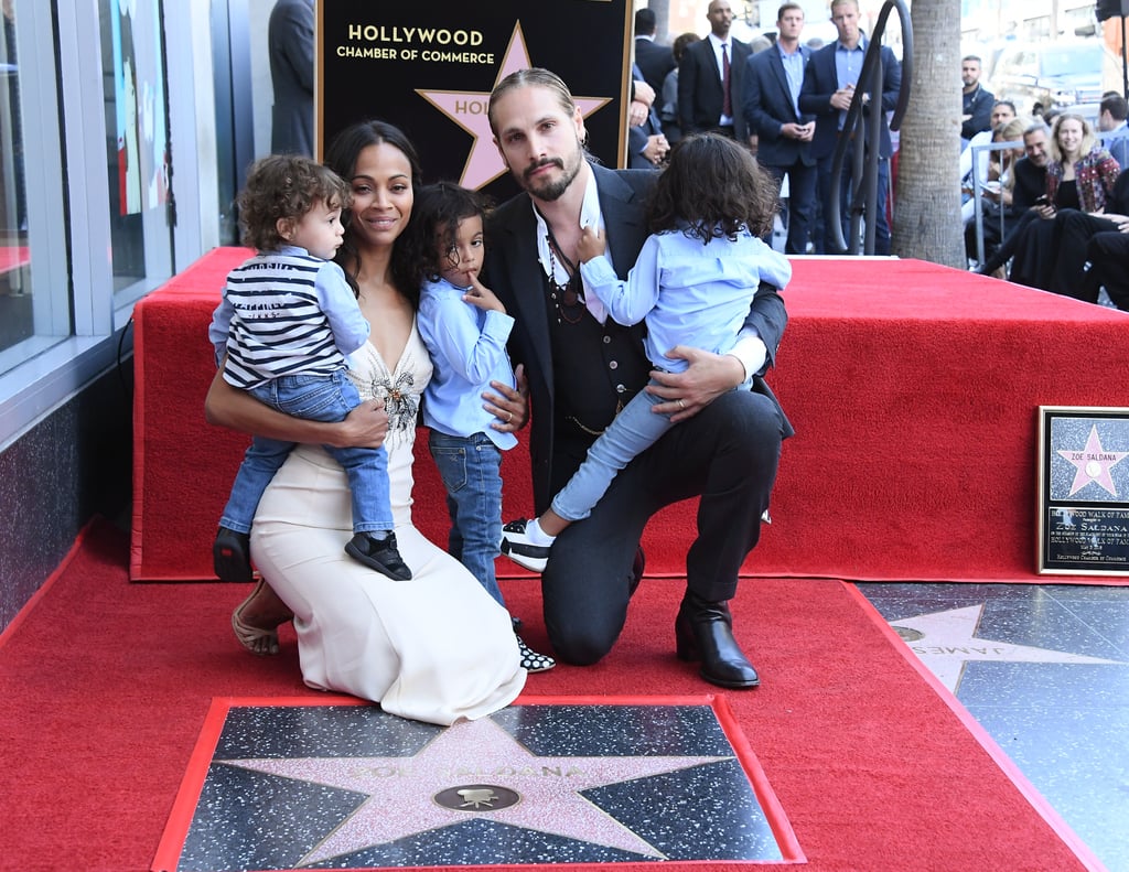 Zoe Saldana and Sons at Hollywood Walk of Fame Ceremony 2018