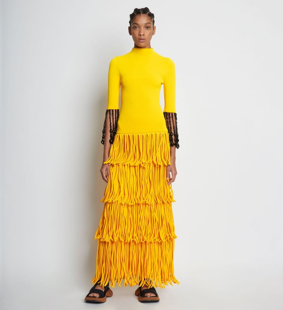 Proenza Schouler Textured Knit Beaded Fringe Dress