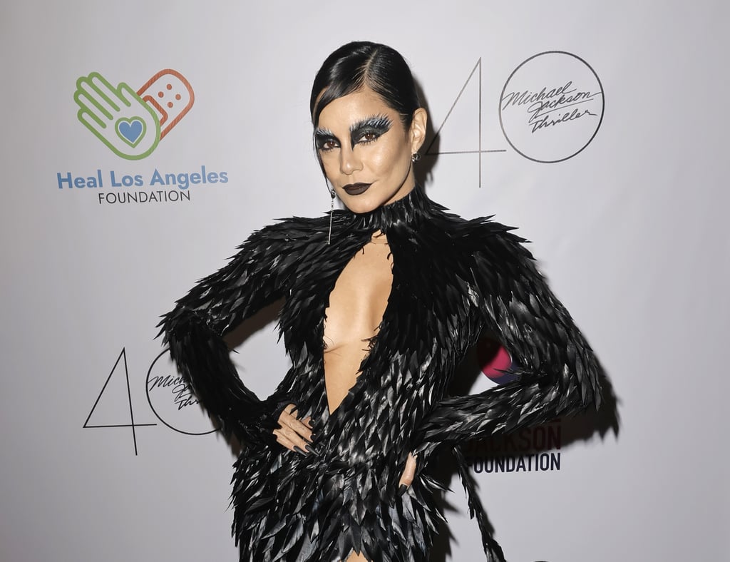 Vanessa Hudgens's Feather Cutout Gown at the Thriller Night Halloween Party