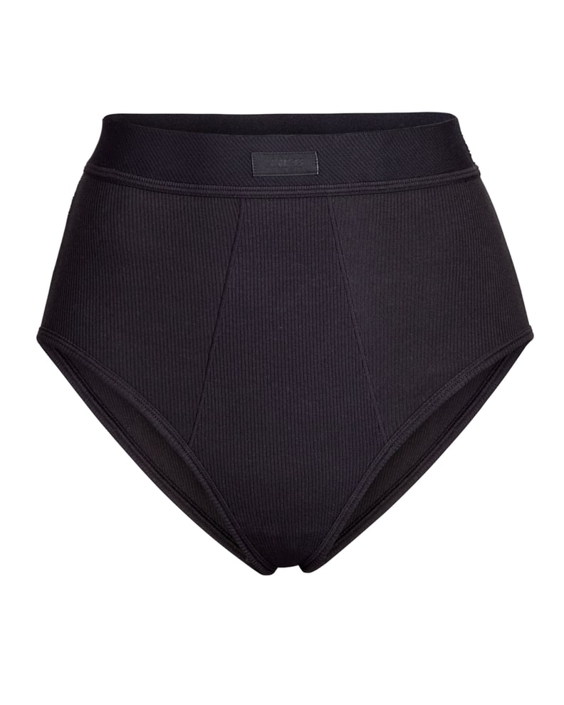 Skims Cotton Ribbed Brief in Soot