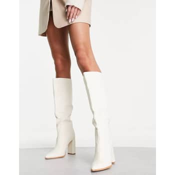 50 Cream knee high boots fashion ideas  fashion, white boots outfit, cream knee  high boots