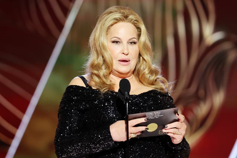 BEVERLY HILLS, CALIFORNIA - JANUARY 10: 80th Annual GOLDEN GLOBE AWARDS -- Pictured: Jennifer Coolidge speaks onstage at the 80th Annual Golden Globe Awards held at the Beverly Hilton Hotel on January 10, 2023 in Beverly Hills, California. -- (Photo by Ri