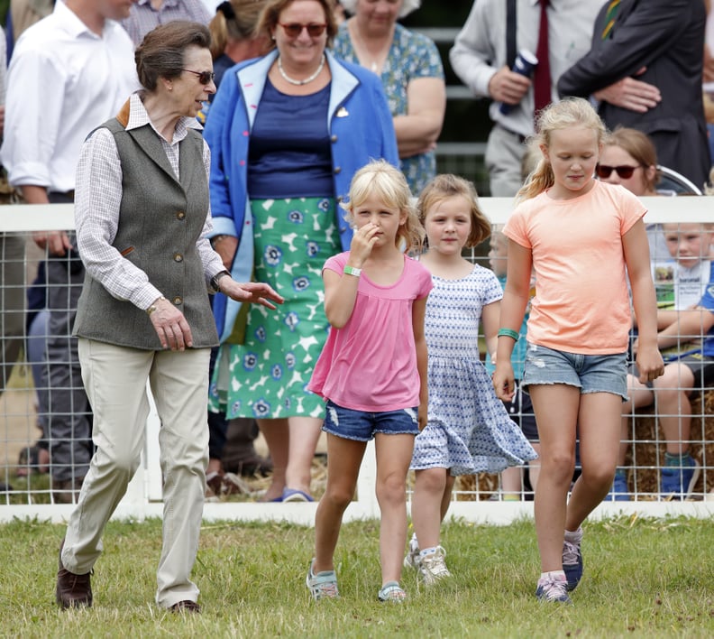 Princess Anne and Her Granddaughters Isla Phillips, Mia Tindall, and Savannah Phillips  in England in 2019