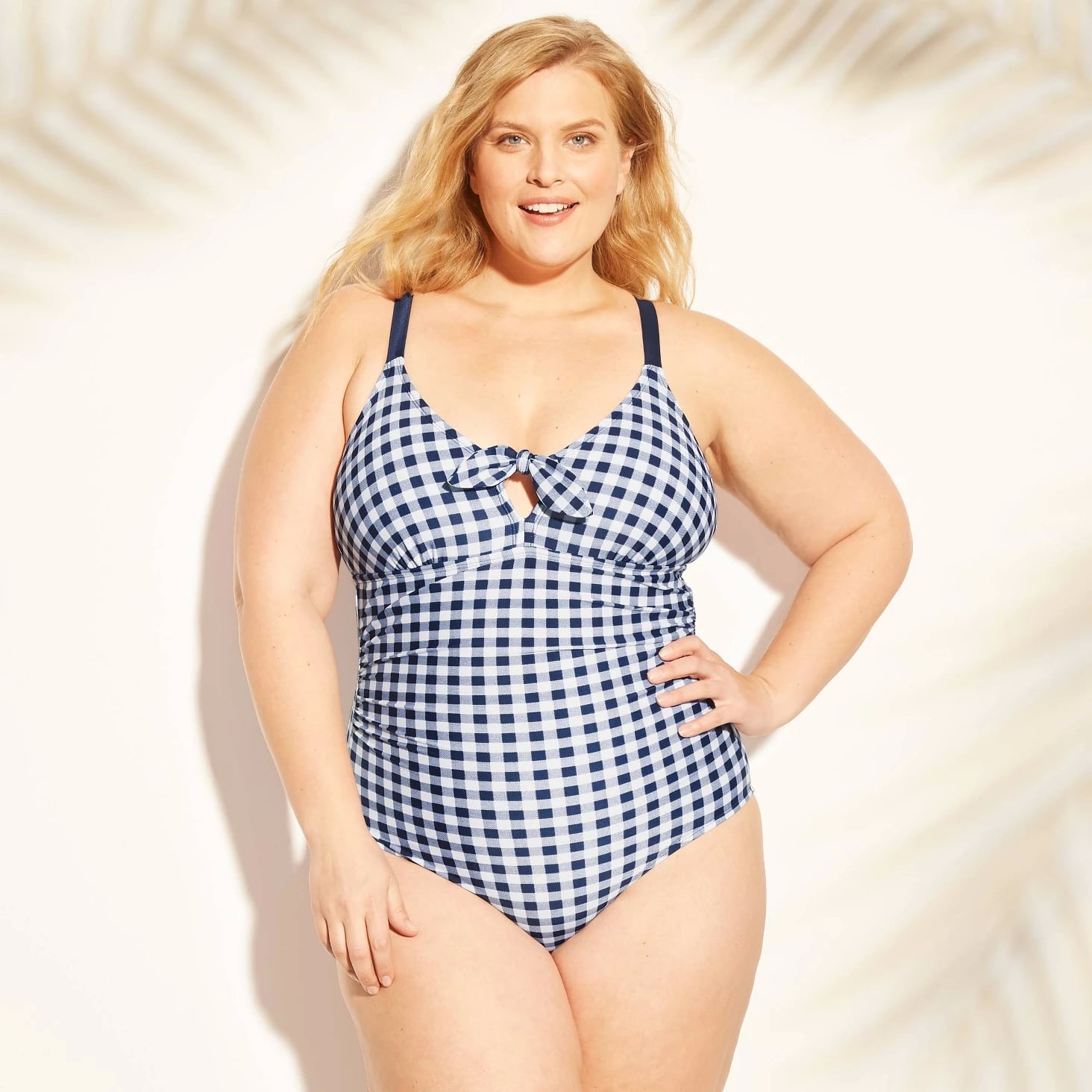 Plus Size Shirred Front One Piece Swimsuit