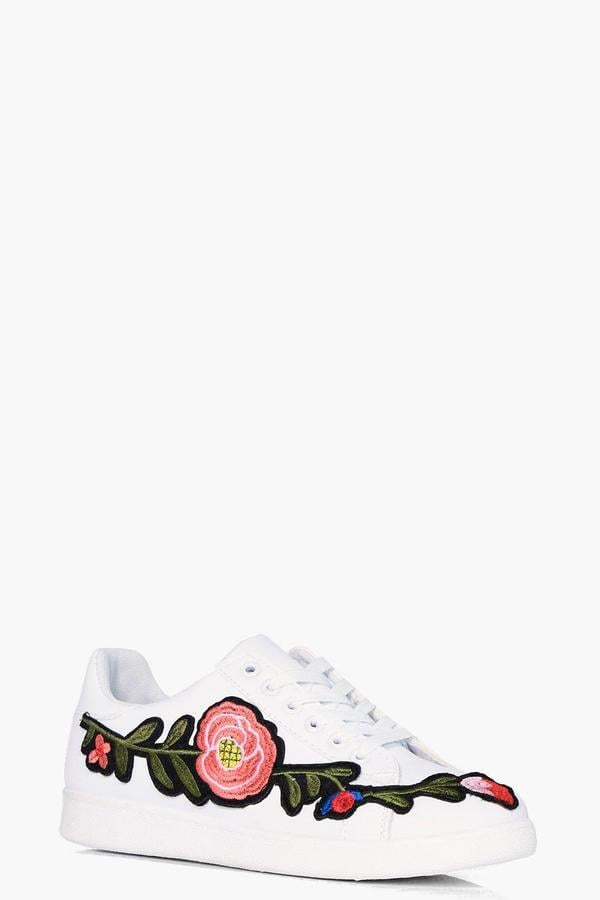 floral embroidered trainers