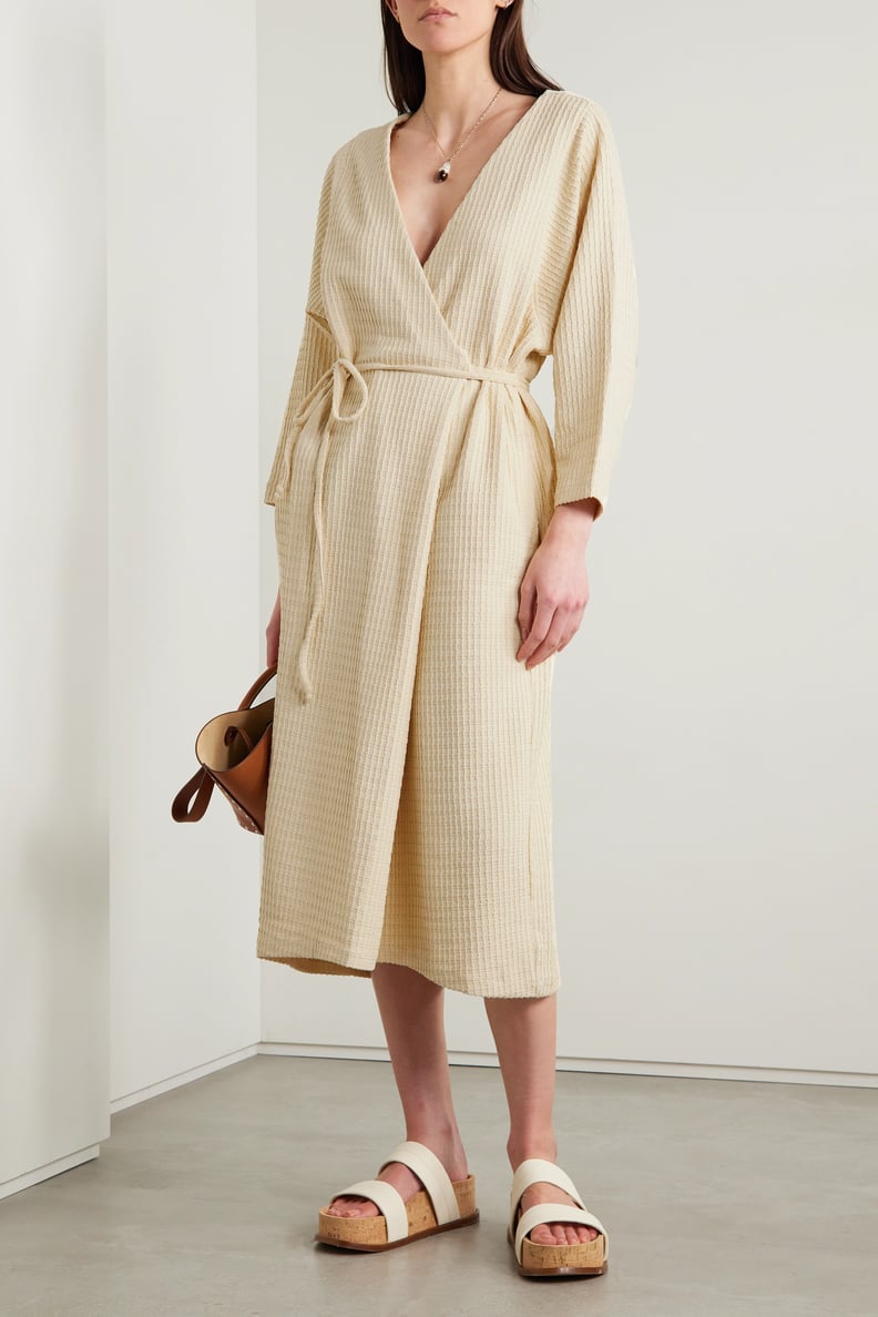 Best Wrap House Dress: Mara Hoffman Cream Tiffany Textured Organic Cotton-Blend Wrap Dress