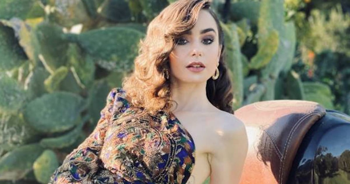 Lily Collins’s ’80s-Inspired Golden Globes Gown Actually Has a Sexy Side Cutout
