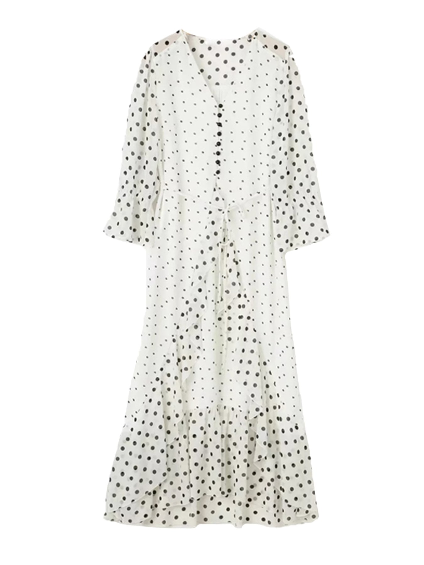 white maxi polka dot dress