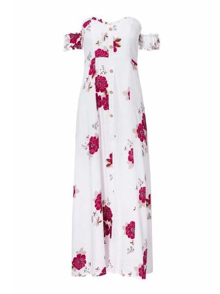 Goodnight Macaroon Calista Floral Print Off-the-Shoulder Maxi Dress