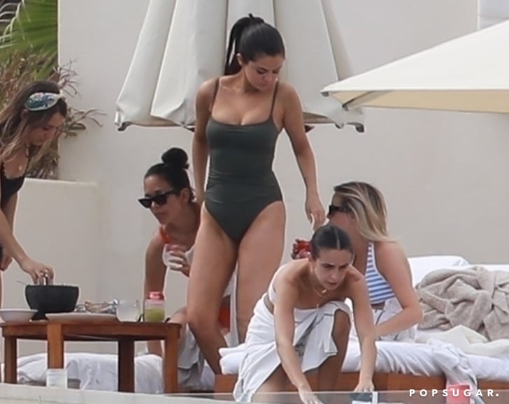 Selena Gomez Gray One-Piece Swimsuit