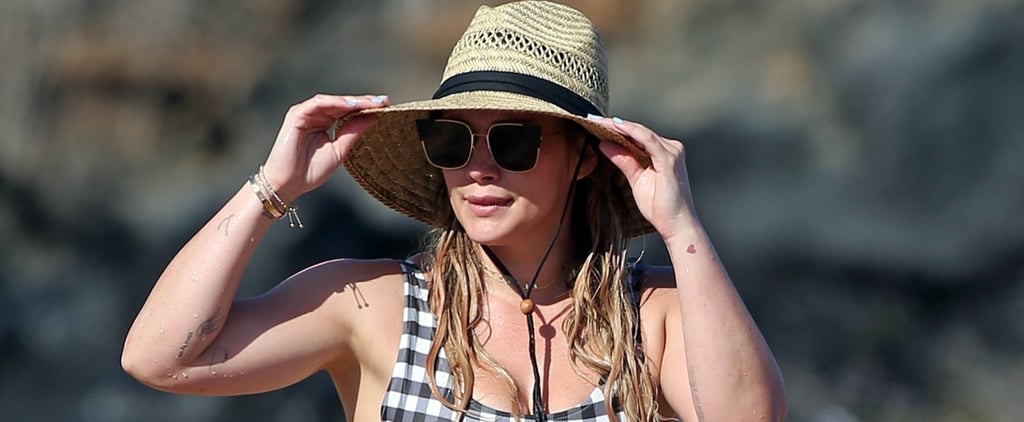 Hilary Duff Solid and Striped Gingham Swimsuit