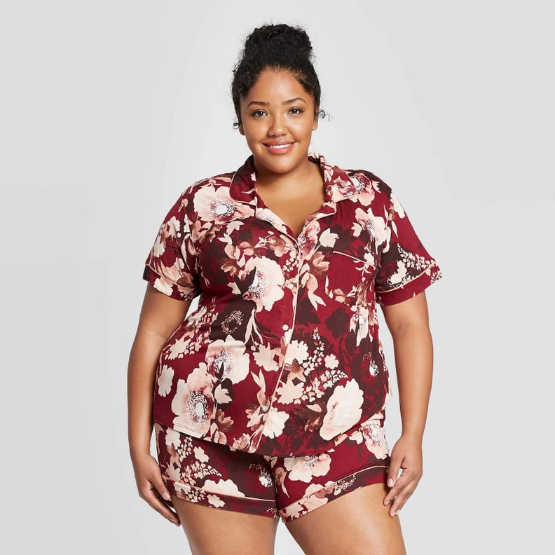 Women's Plus-Size Floral Print Beautifully Soft Notch Collar Pajama Set