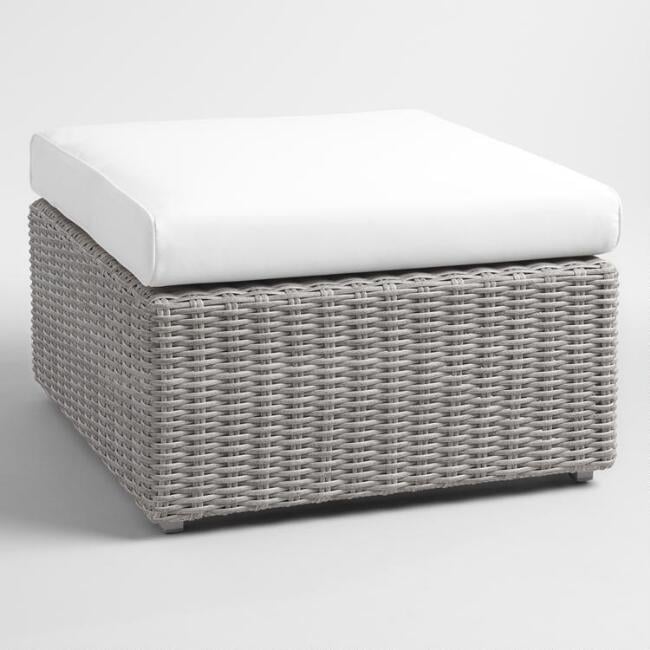 Gray wicker deals ottoman