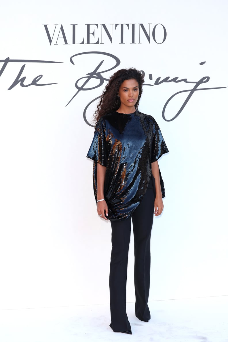 Tina Kunakey at the Valentino 2022 Haute Couture Show