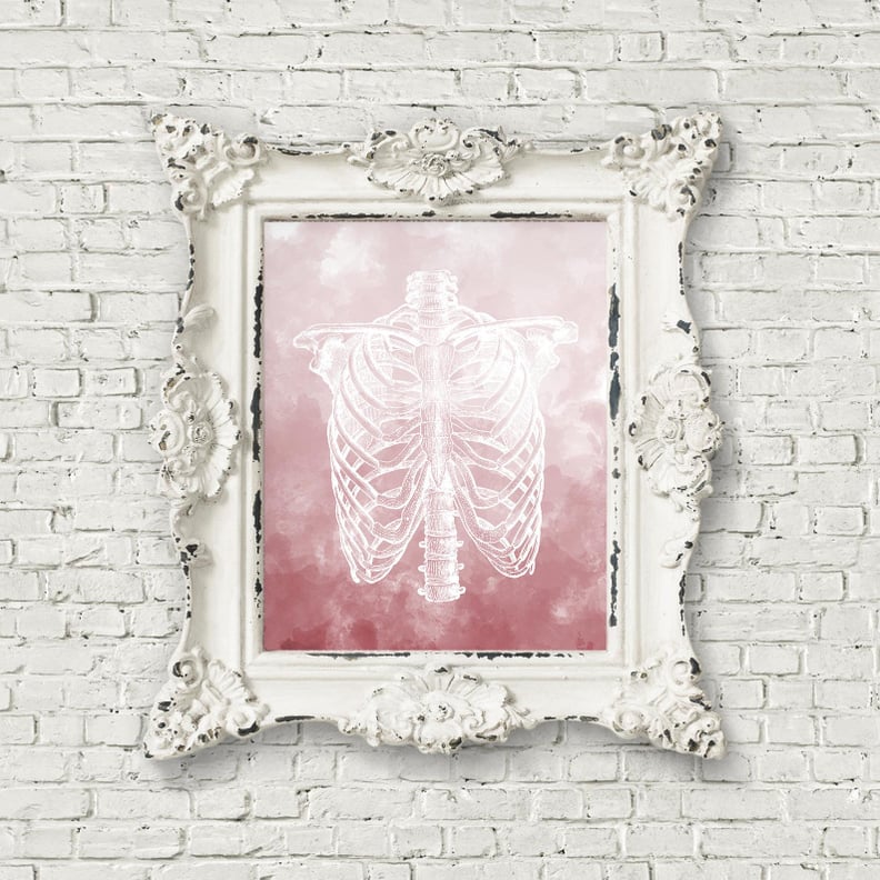 Blush Pink Vintage Anatomical Ribcage Print
