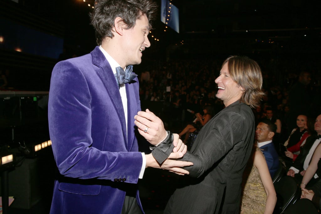 John Mayer joked around with Keith Urban.
John Mayer joked around with Keith Urban.