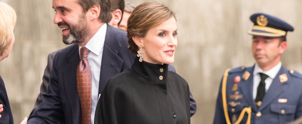 Queen Letizia of Spain in High-Collar Coat