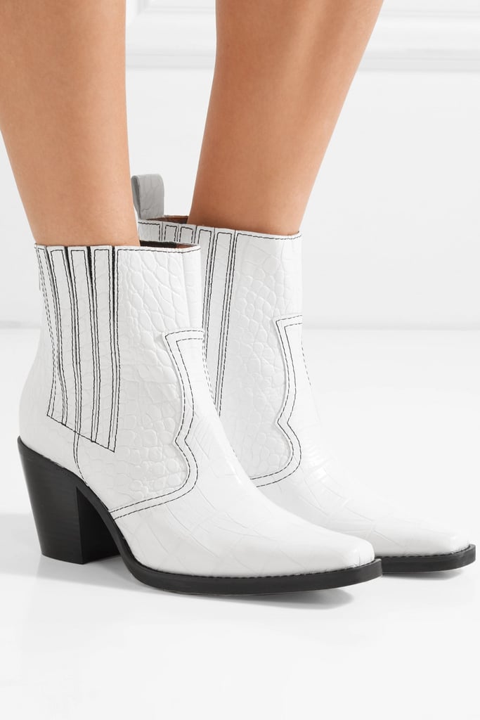 Ganni Callie Croc-Effect Leather Ankle Boots