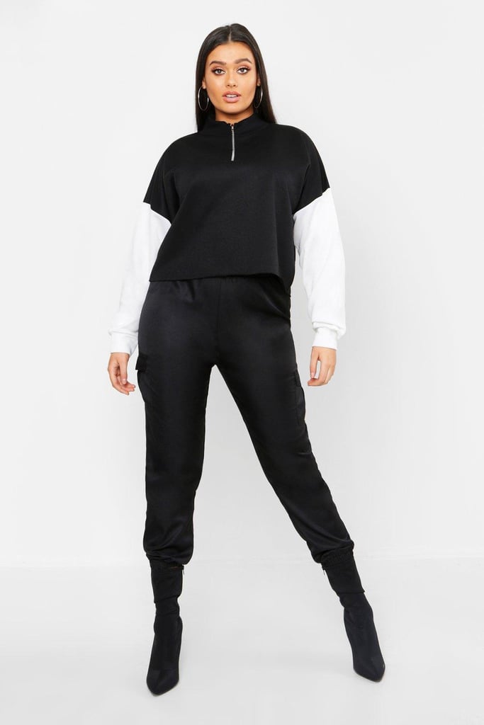 Boohoo Plus Colorblock Tonal Cropped Sweat