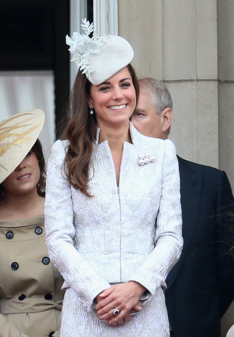 Kate Sparkled and Smiled in a White and Silver Alexander McQueen Piece at The Trooping of the Color