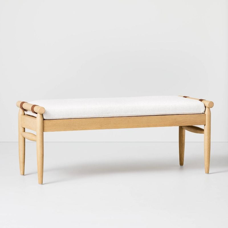 Hearth & Hand™ with Magnolia Upholstered Natural Wood Accent Bench