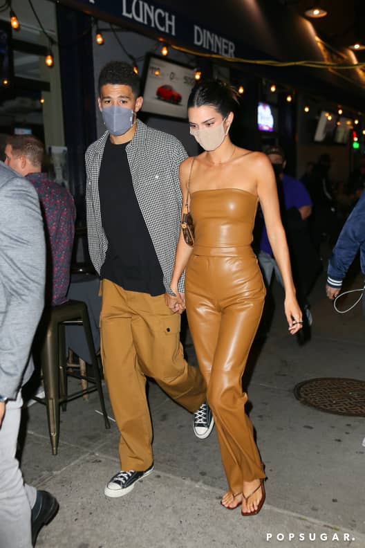 Kendall Jenner Black And White Leather Straight Fit Trousers Party  Hollywood 2021